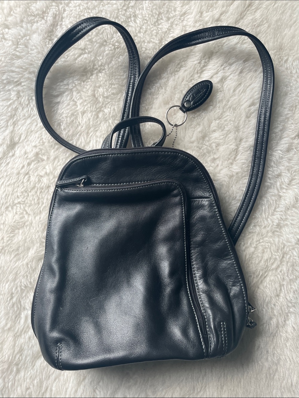 Clarks Black Leather Keychain and Handle Accent